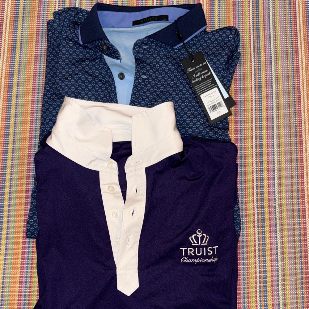 Bundle of Greyson NWT Two Wolves Polo and Truist NWOT Polo Shirt Mens L